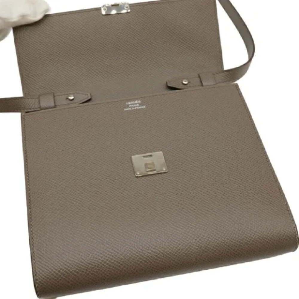 Hermès Vintage Pre-owned Leather shoulder-bags Gray Dames