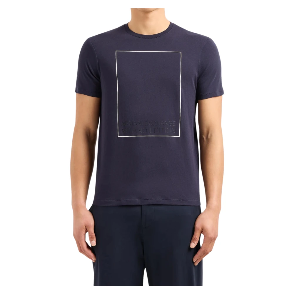 Armani Exchange U MM Giro Logo Quadro T-shirt Blue Heren
