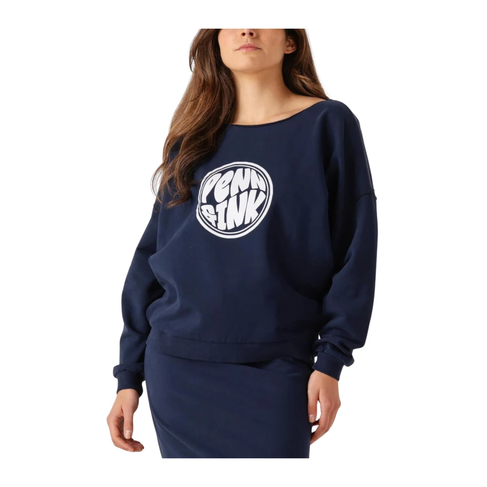 Penn&Ink N.Y Blauwe Sweater Print Casual Chic Blue Dames