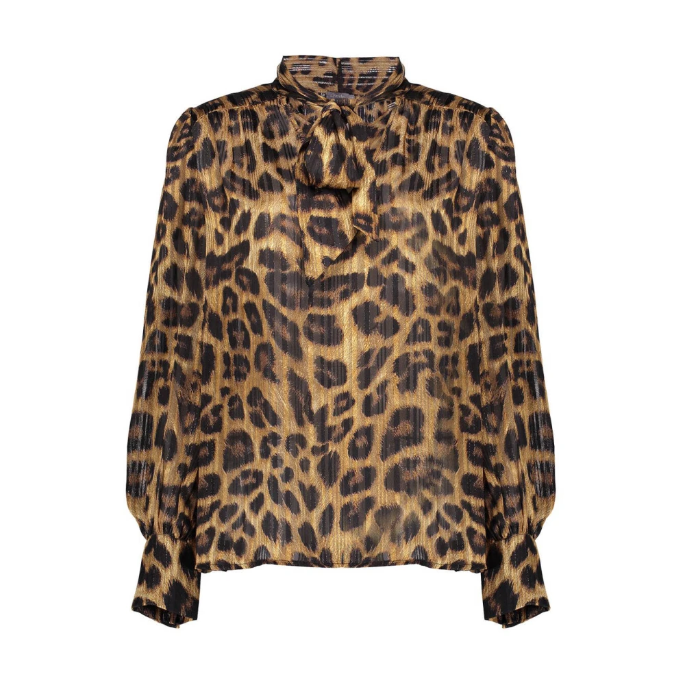 Geisha Dierenprint Lange Mouw Blouse Brown Dames