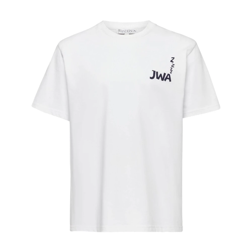 Jw Anderson Men's White T-Shirts, S, Logo Print Crew Neck T-Shirt