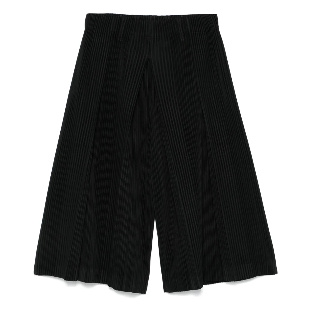 Issey Miyake Zwarte Geplooide Geknipte Broek Black Heren