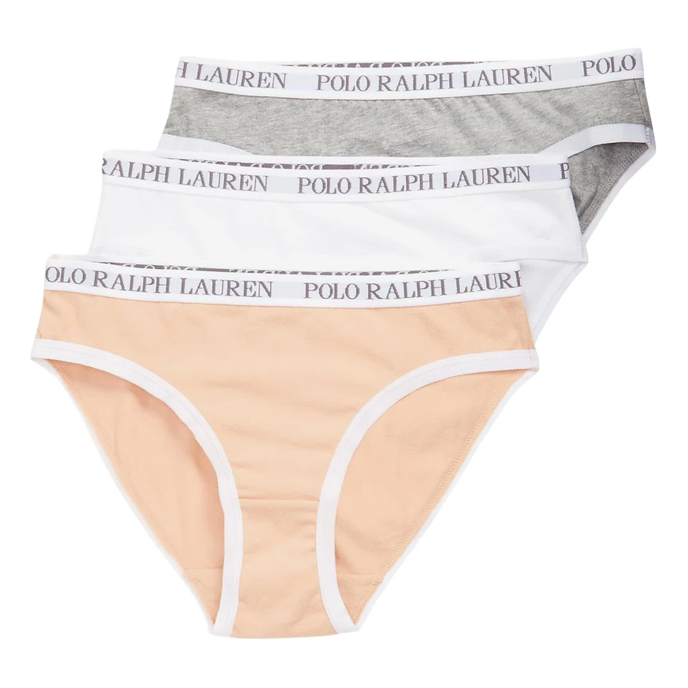 Ralph Lauren Girls Grey Solid 3 Pack Bikini Knickers Set In