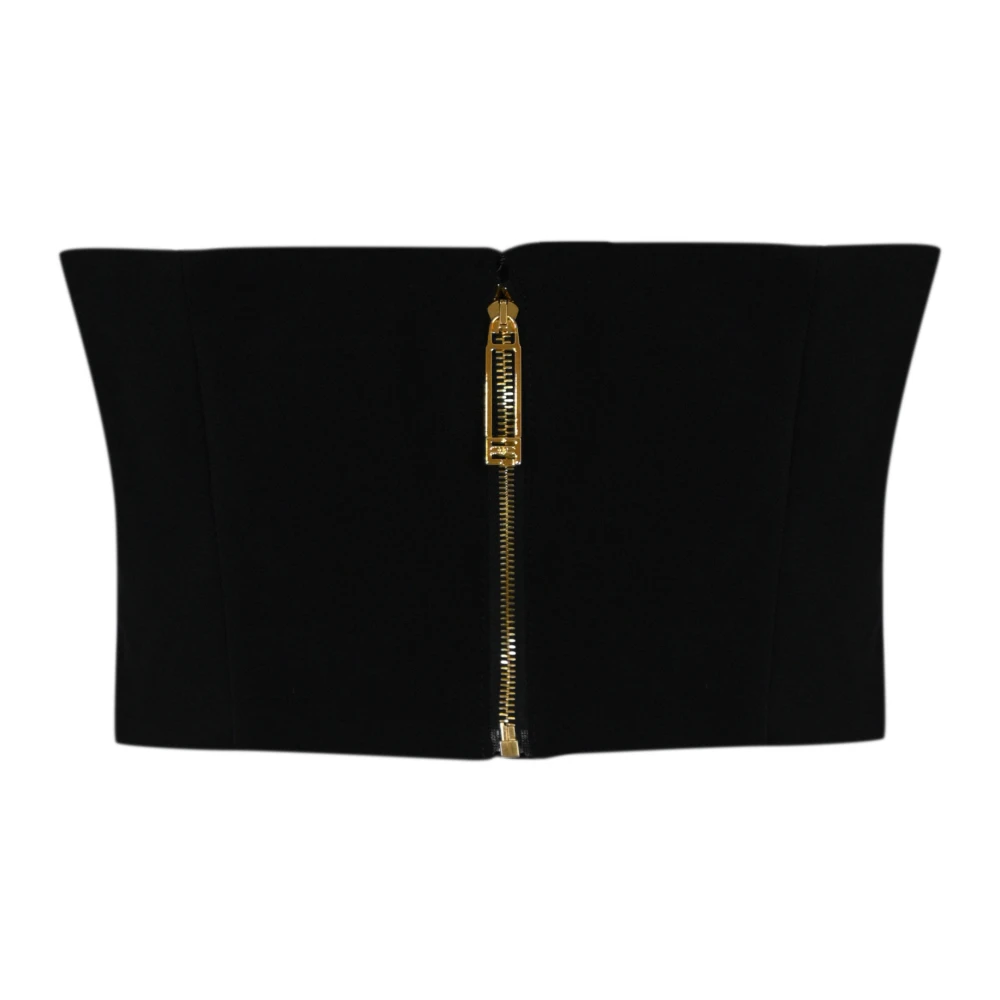 Elisabetta Franchi Zwarte Crepe Mouwloze Hart Hals Top Black Dames