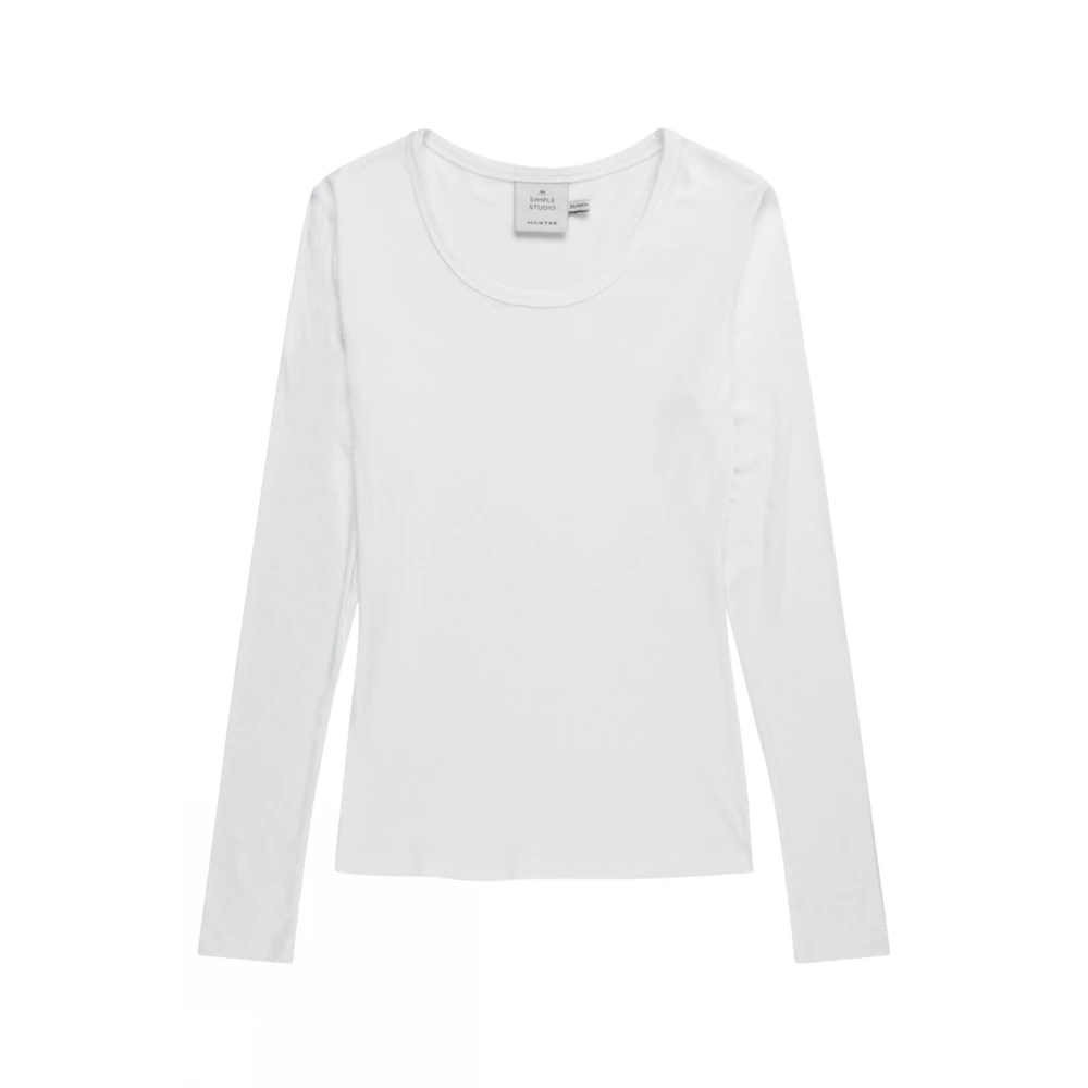 Munthe Women's White Simple T-Shirt Cutest Style - Long Sleeve T-Shirts - Xs - Tops