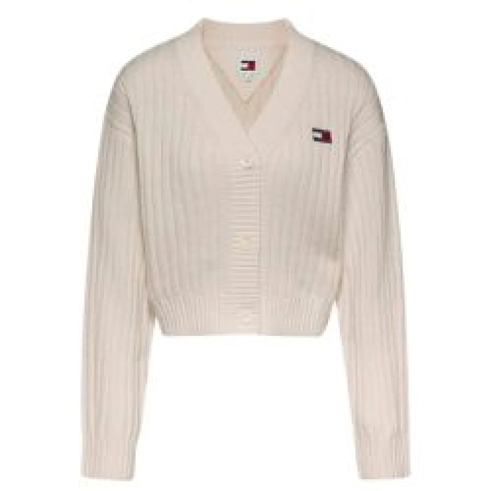 Tommy Jeans Crème Cardigan met Logopatch Beige Dames