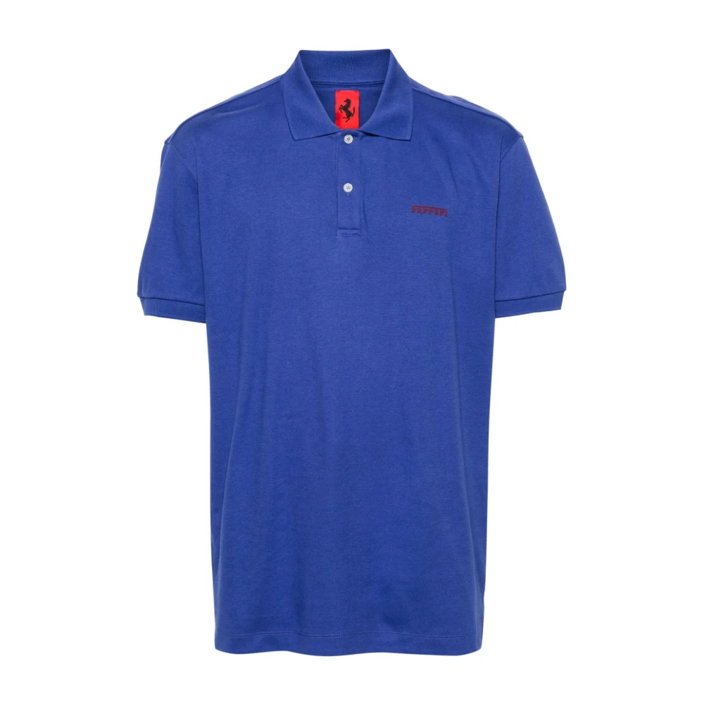 Ferrari Blauw Logo Jersey Polo Shirt Blue Heren