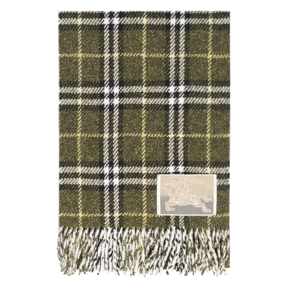 Burberry Kasjmier Wollen Sjaal met Franje Green Heren
