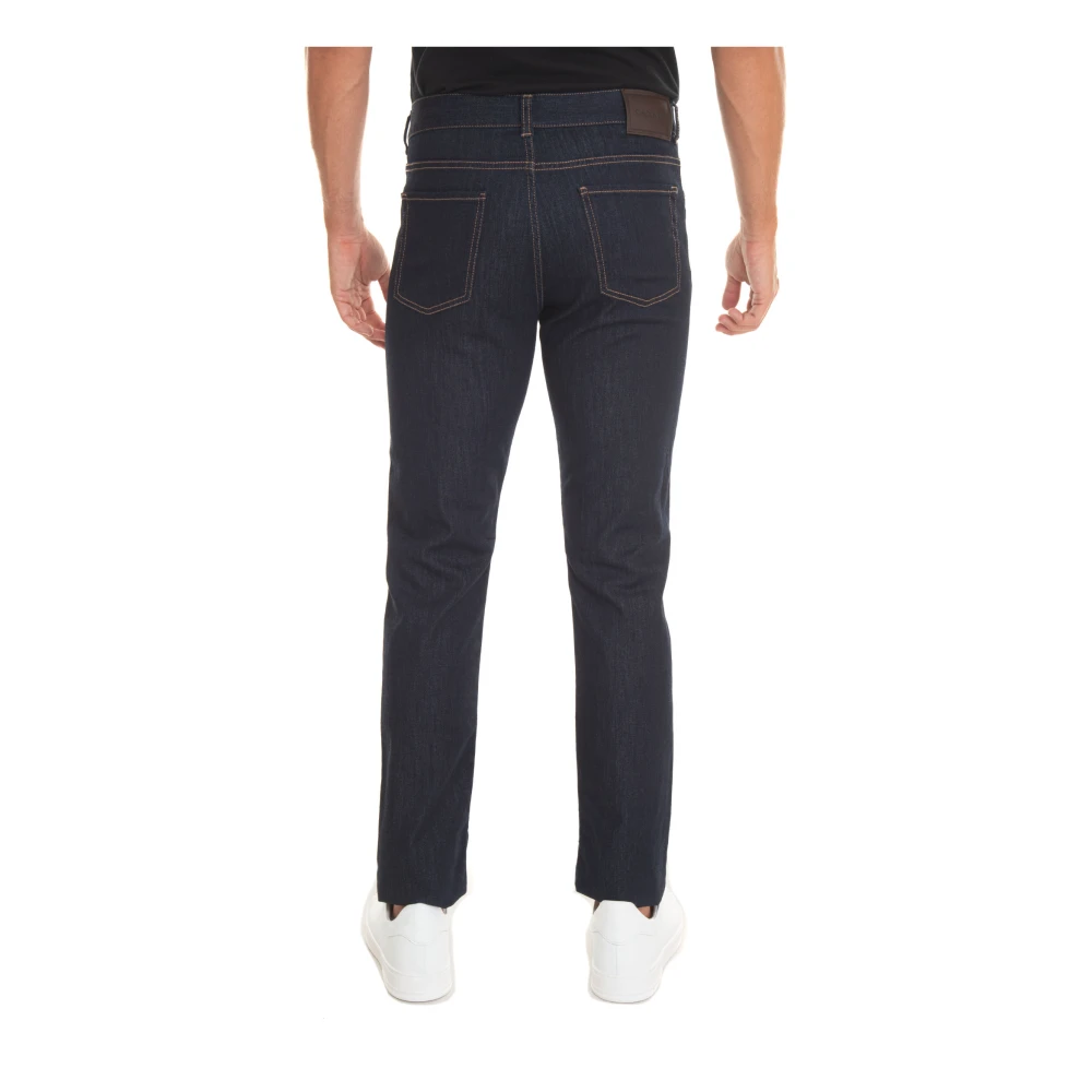 Canali Denim Jeans met Contraststiksels Blue Heren