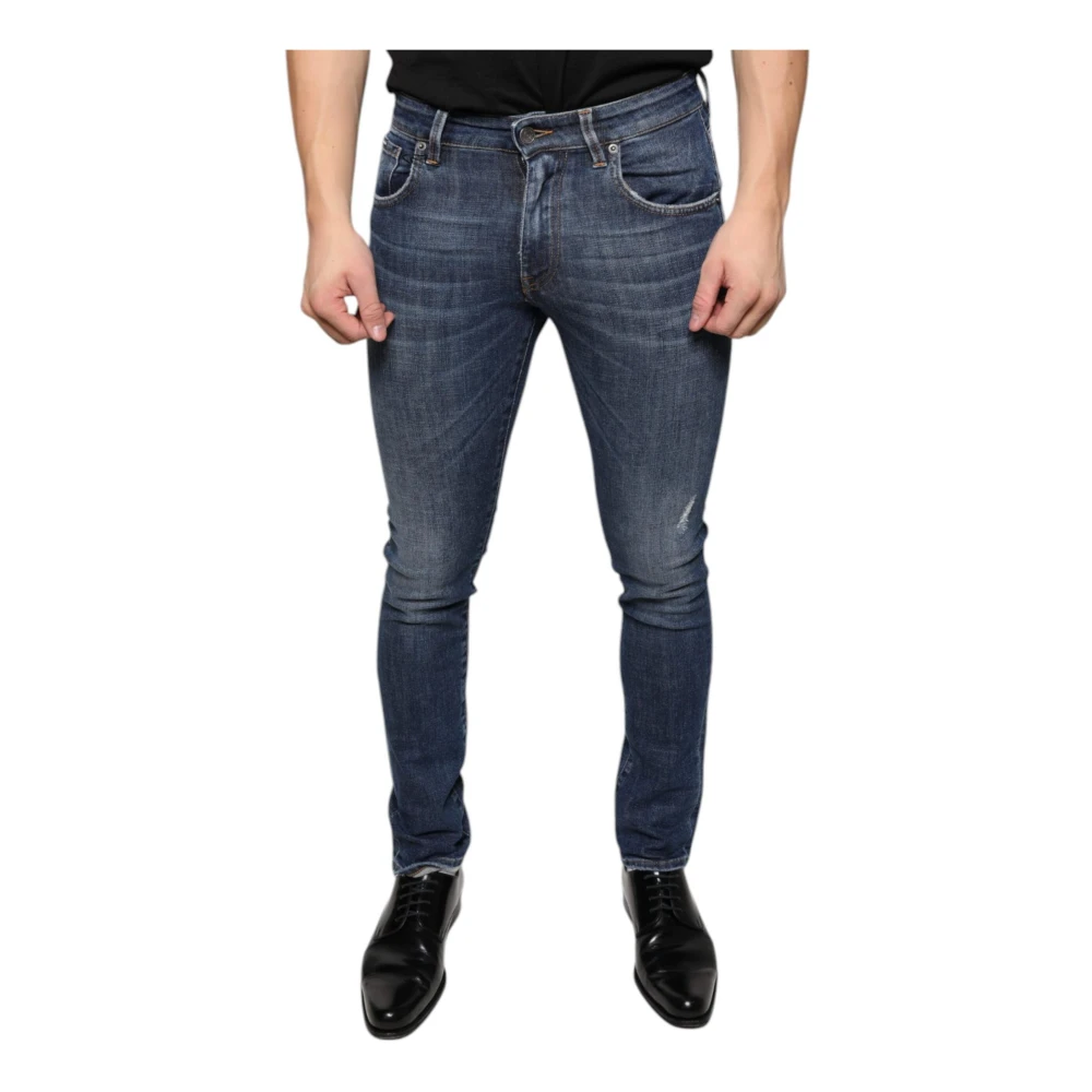Dolce & Gabbana Logo Skinny Denim Jeans Donkerblauw Blue Heren