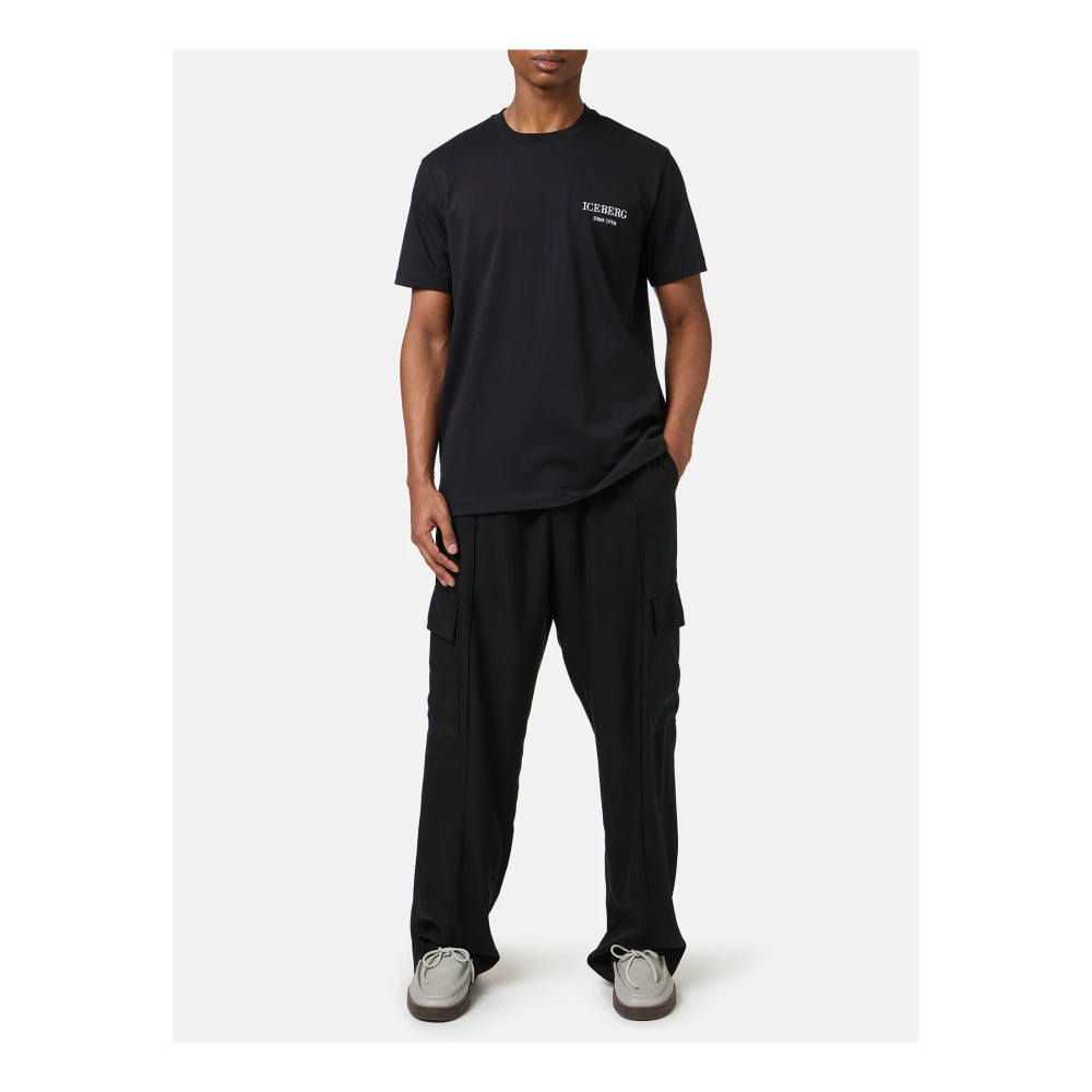 Iceberg Zwart klassiek regular fit jersey T-shirt Black Heren