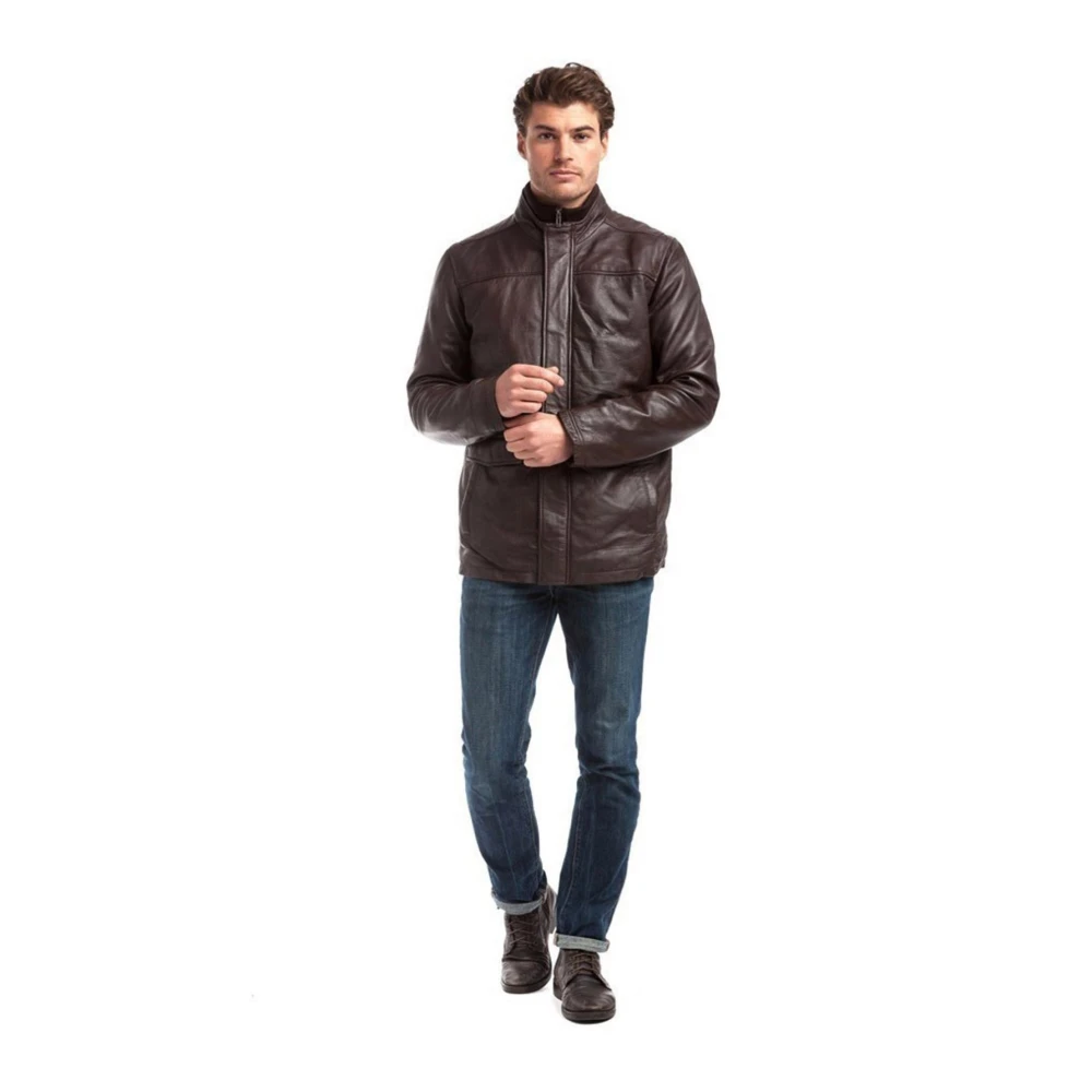 Le Temps Des Cerises Bruine leren jas Regular Fit Brown Heren