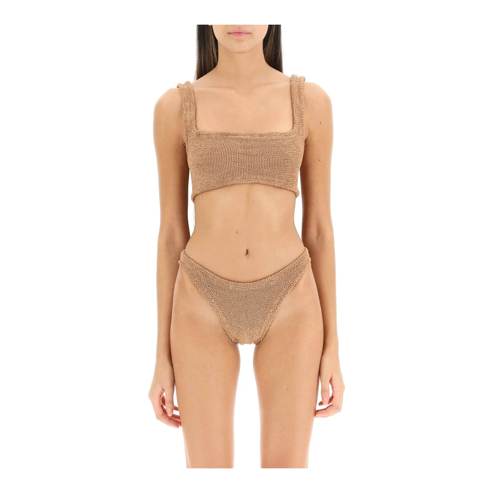 Hunza G Gekreukeld Stretch Tweedelig Bikini Set Brown Dames