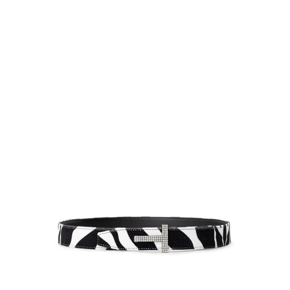 Tom Ford , Belts, Female, White, 85 Cm, Velvet White/Black Belt