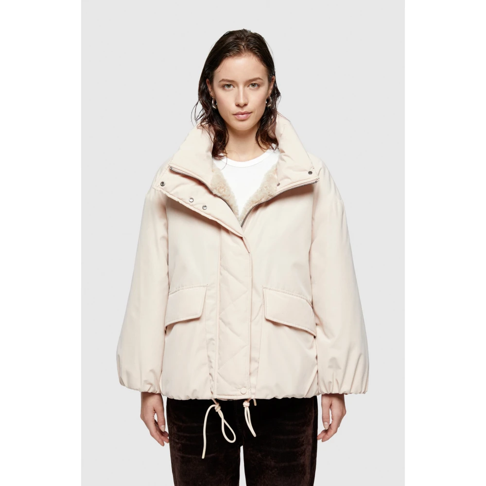OOF Wear Omkeerbare Synthetisch Leren en Katoenen Jas Beige Dames