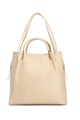 Metallhandtag Läder Shopper Väska
