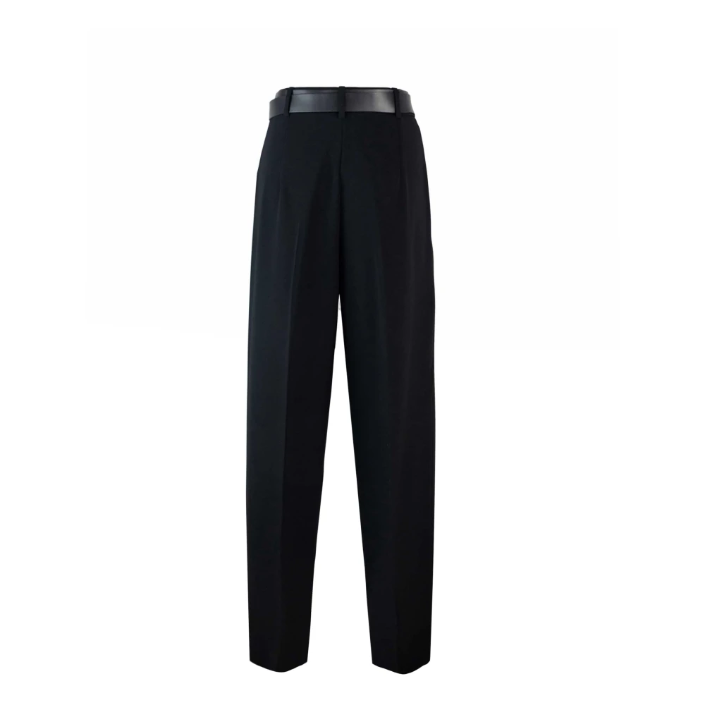 Max Mara Studio Zwarte Broek Zachte Pasvorm Riemlussen Black Dames
