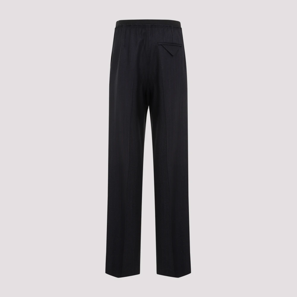 Bottega Veneta Blauw Gestreepte Wollen Wijde Broek Black Dames