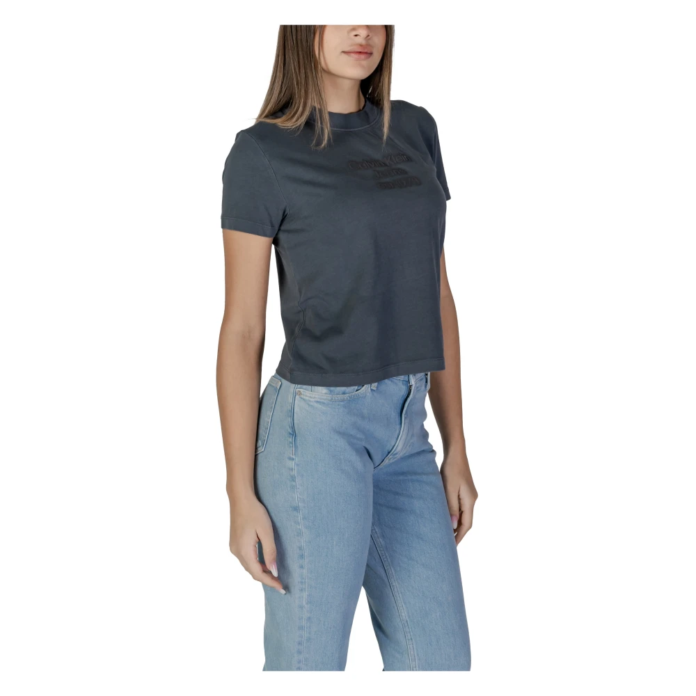 Calvin Klein Jeans Katoenen T-shirt met korte mouwen Lente Zomer Black Dames