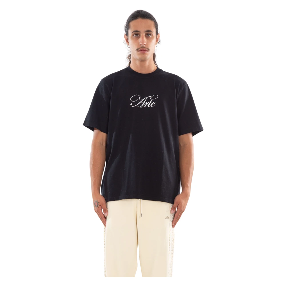 Arte Antwerp Zwart Script Logo Tee Shirt Black Heren