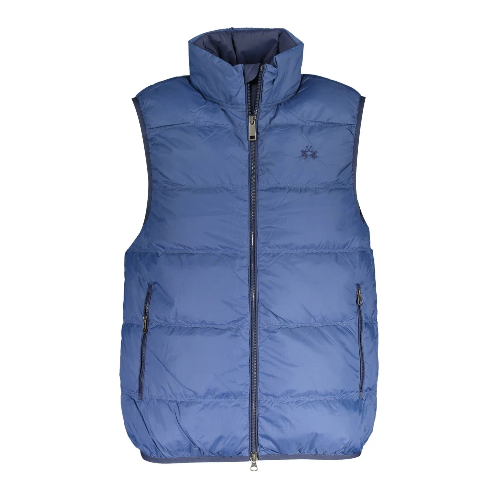 La Martina Men's Blue Waistcoats, M, Vest Embroidered Zipper