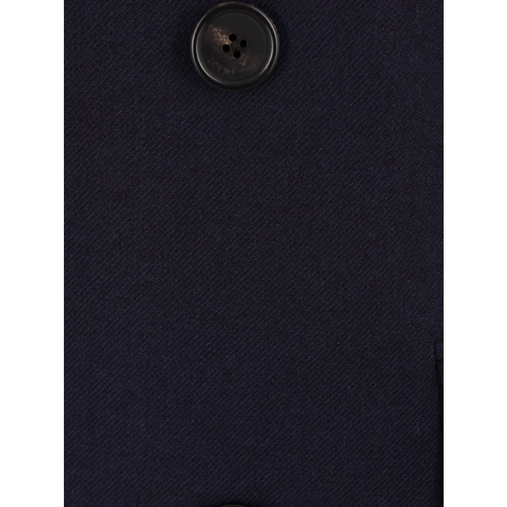 Loewe Blauwe Wol Double-Breasted Jas Blue Heren