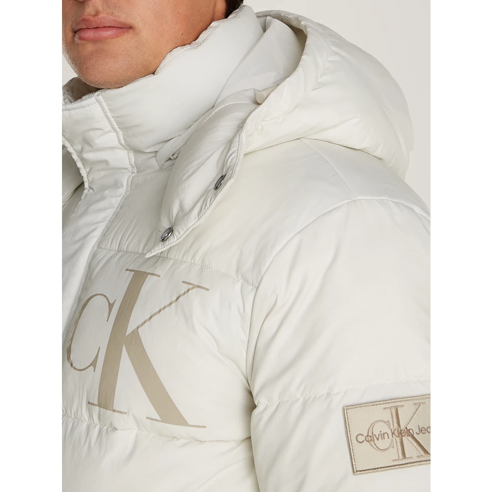 Calvin Klein Essentiële Ivoor Jassen met Capuchon White Heren
