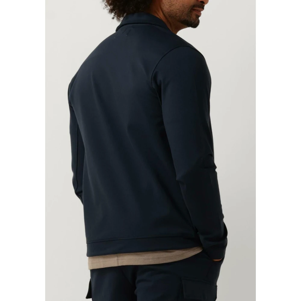 Pure Path Heren Overshirt met Drukknopen en Frontprint Blue Heren
