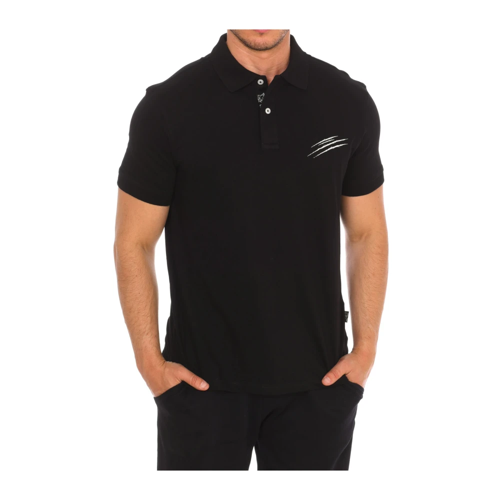 Plein Sport Polo med kort ärm och Claw Print Black, Herr