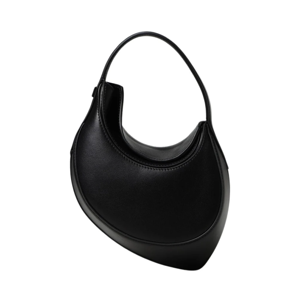 Mugler Zwarte Leren Mini Tas met Gebogen Randen Black Dames