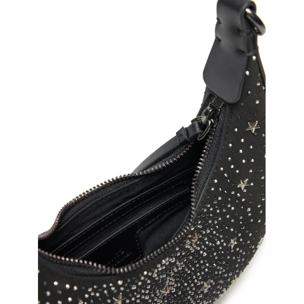 pinko Mini Brioche Hobo Tas met Strass Black Dames