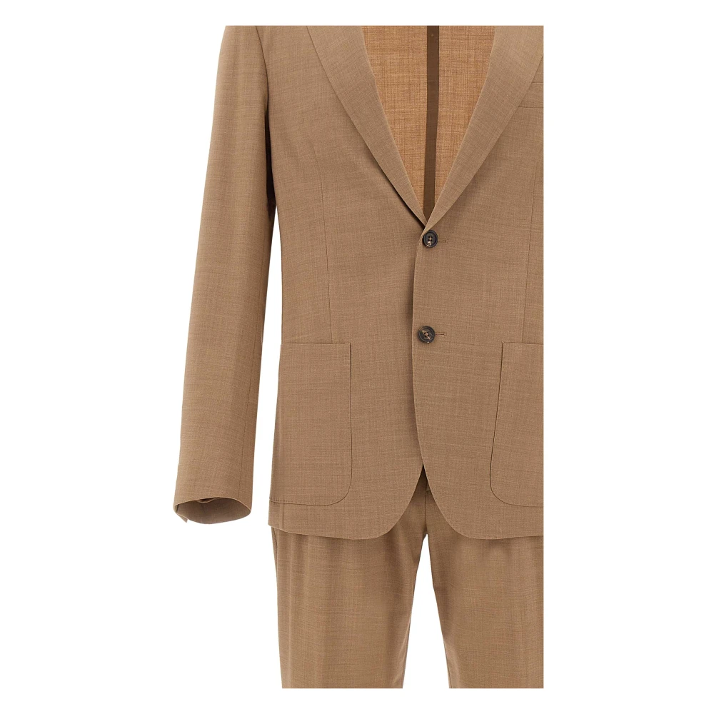 Eleventy Single Breasted Suits Beige Heren