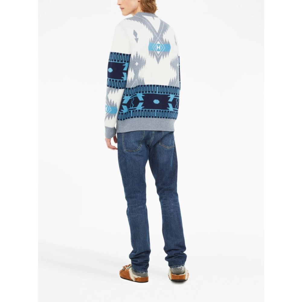 Alanui `Icon` Jacquard Crew-Neck Sweater White Heren