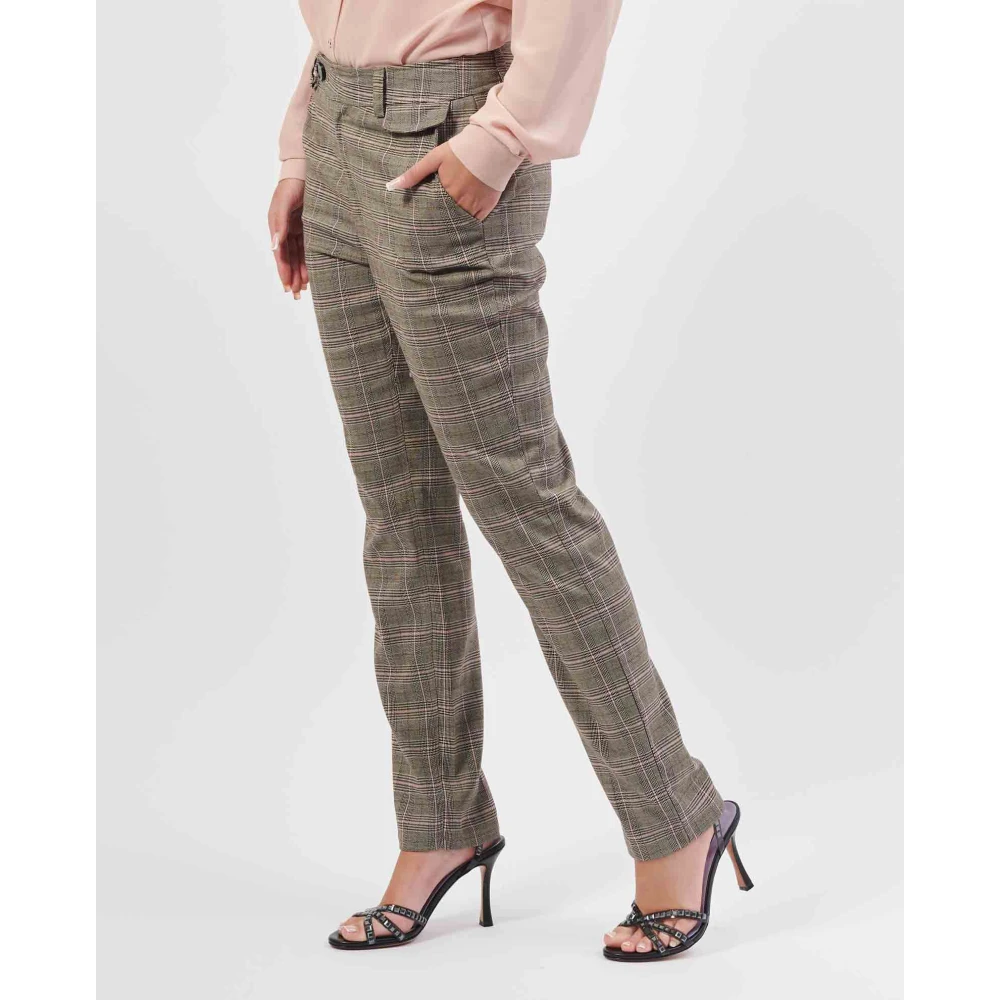 Fracomina Geruite Slim Fit Broek Multicolor Beige Dames