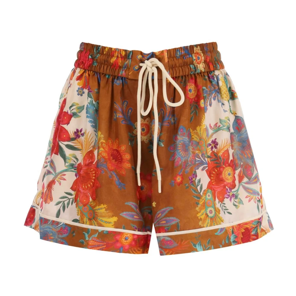 Zimmermann Zijden Shorts met Bloemenmotief Multicolor Dames