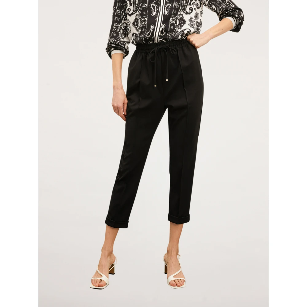 Motivi Flowing Scuba Crepe Joggers Black Dames