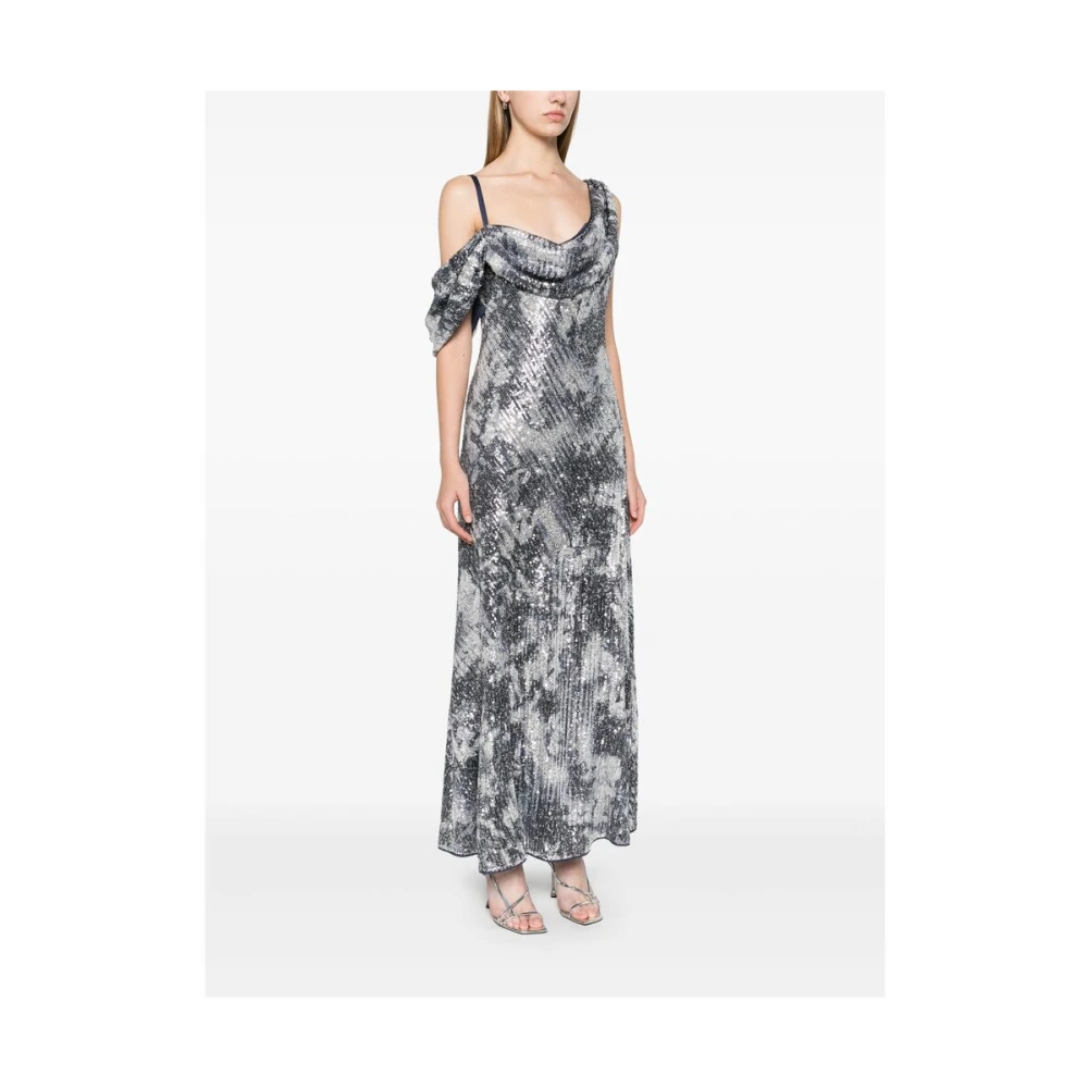 Diane Von Furstenberg Blauwe Pailletten Mesh Maxi Jurk Multicolor Dames