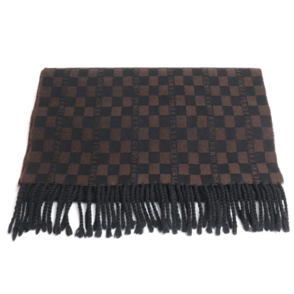 Fendi Vintage Pre-owned Wool scarves Brown Dames
