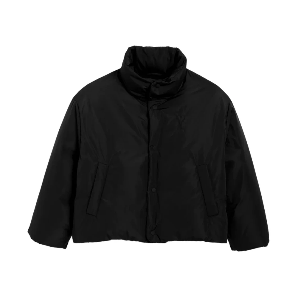 Ami Paris Men's Black Winter Jackets, M, Veste Taffetas Ami De Cœur