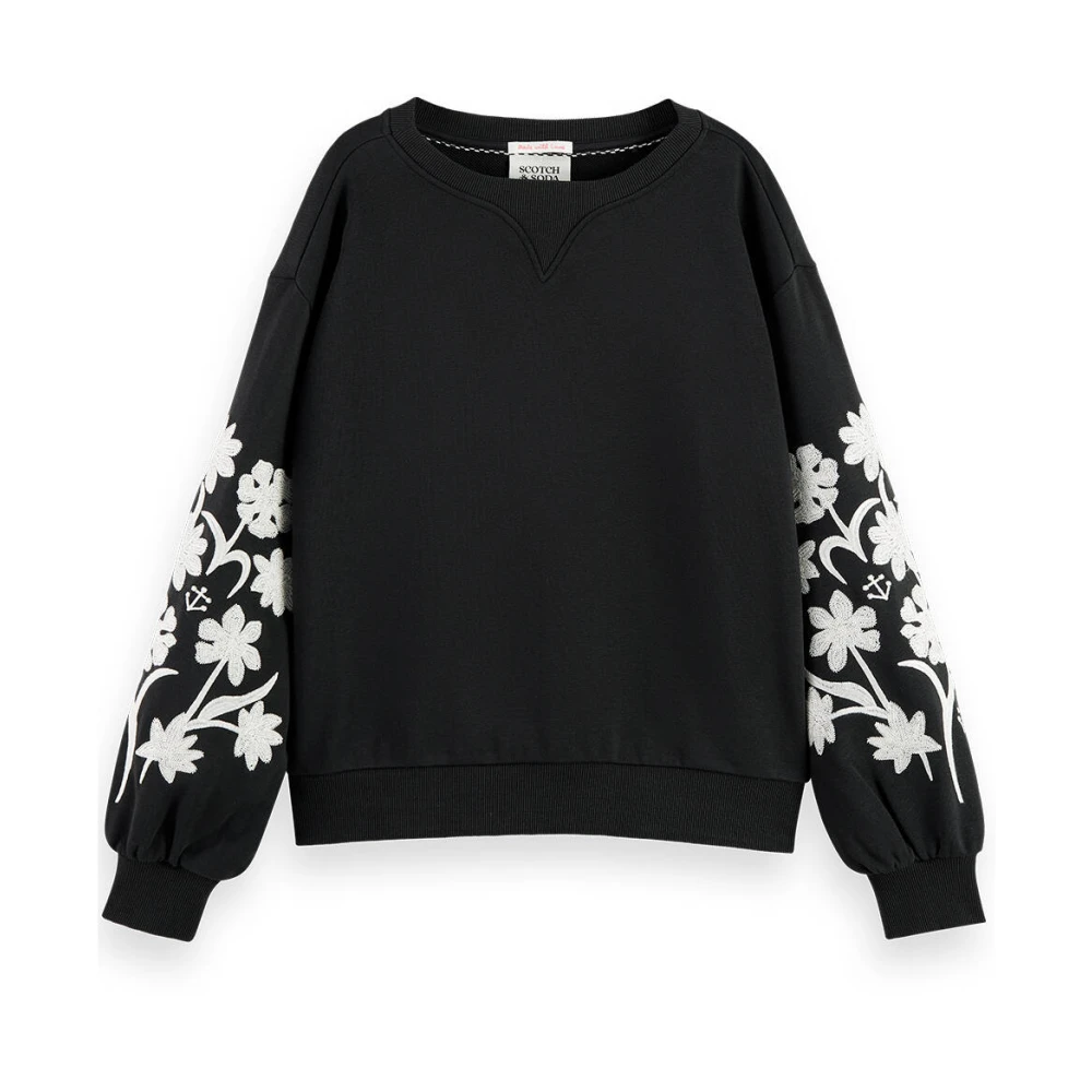 SCOTCH & SODA Dames Truien & Vesten Embroidered Sleeve Sweatshirt Zwart