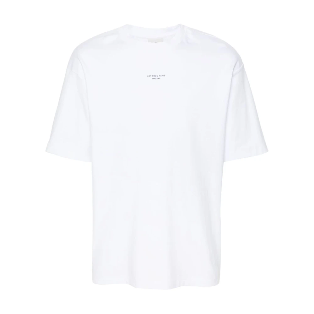 Drole de Monsieur Logo Katoenen T-shirt in Wit White Heren