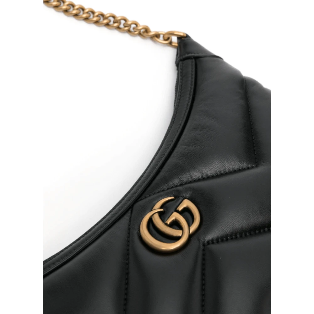Gucci Zwarte leren schoudertas met quilten Black Dames