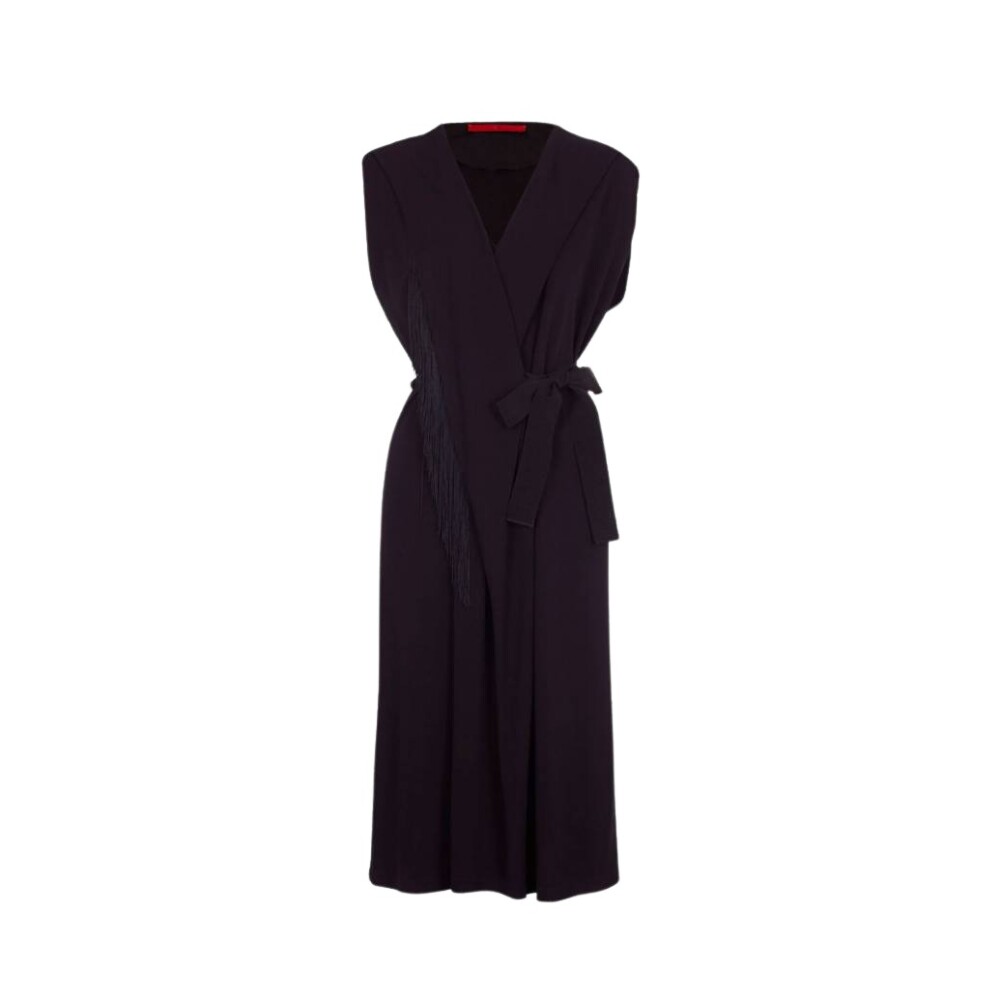 Black Fringed Crepe Wrap Dress Carolina Herrera Wrap Dresses Miinto