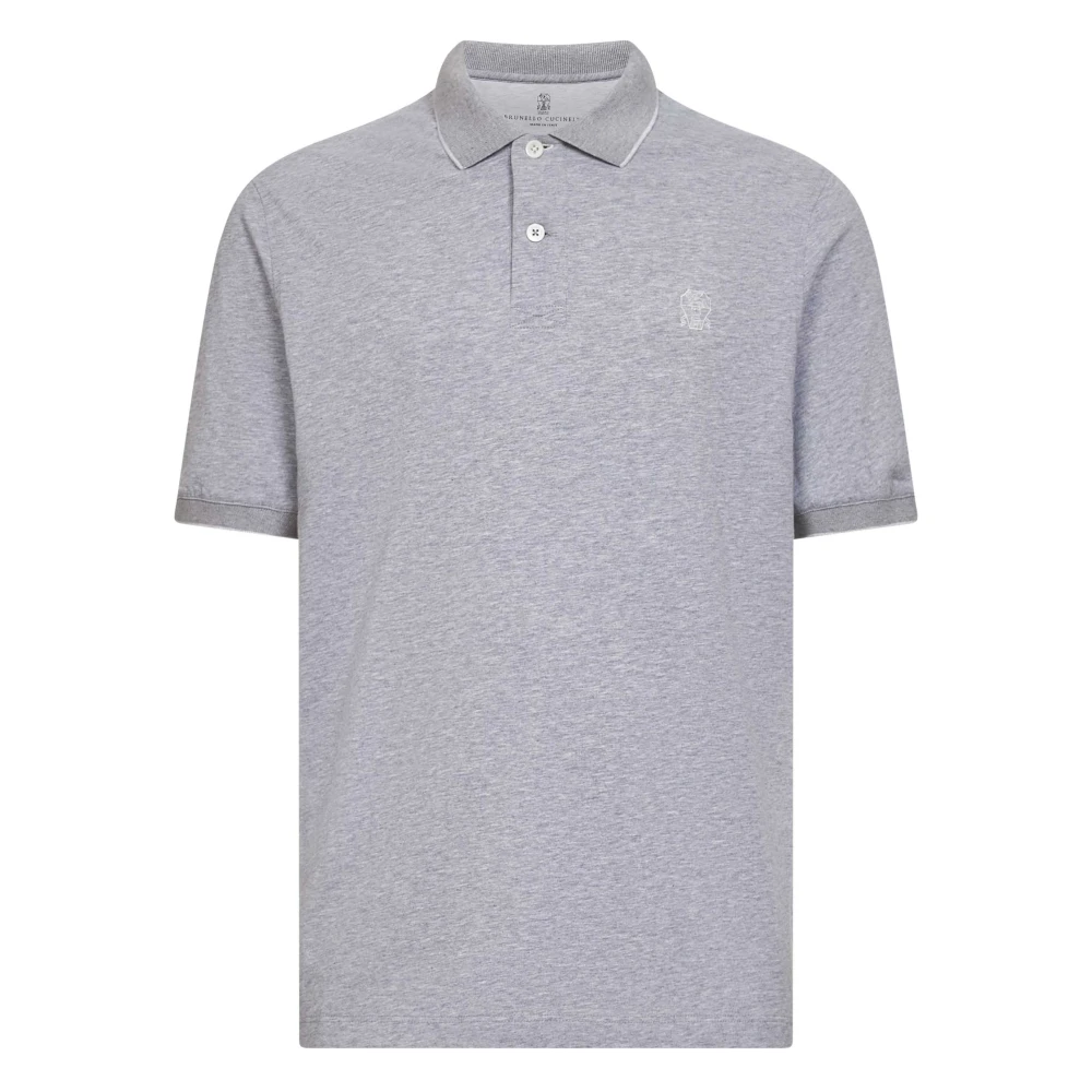 Brunello Cucinelli Gray Cotton Piqué Polo Shirt - Male - Polo Shirts - 2XL - Tops