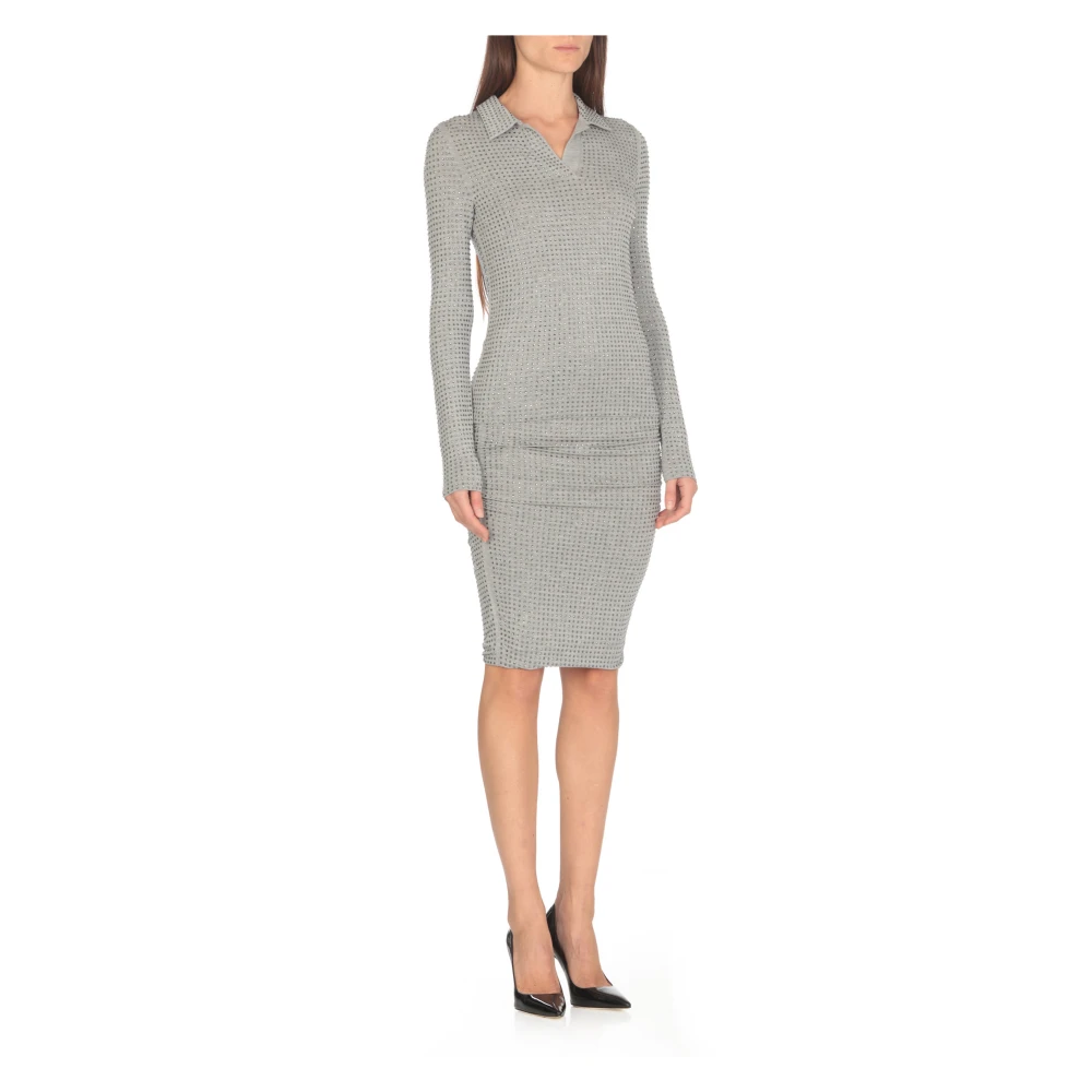 pinko Grijze V-hals trui met strass Gray Dames