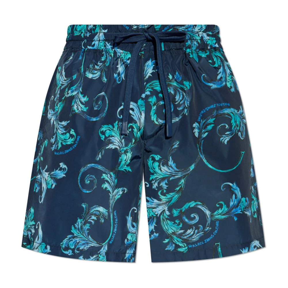 Versace Jeans Couture Barokprint Blauwe Ondergoed Shorts Blue Heren