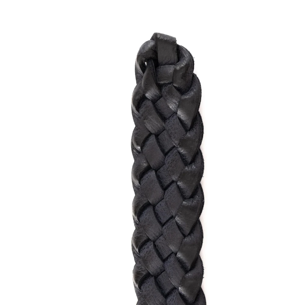 Orciani Blauwe Geweven Leren Riem Black Heren