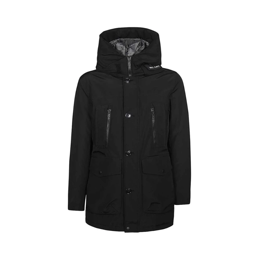 Woolrich Men's Black Padded Duck Down Coat With Hood - Winter Jackets - S - Jackets
