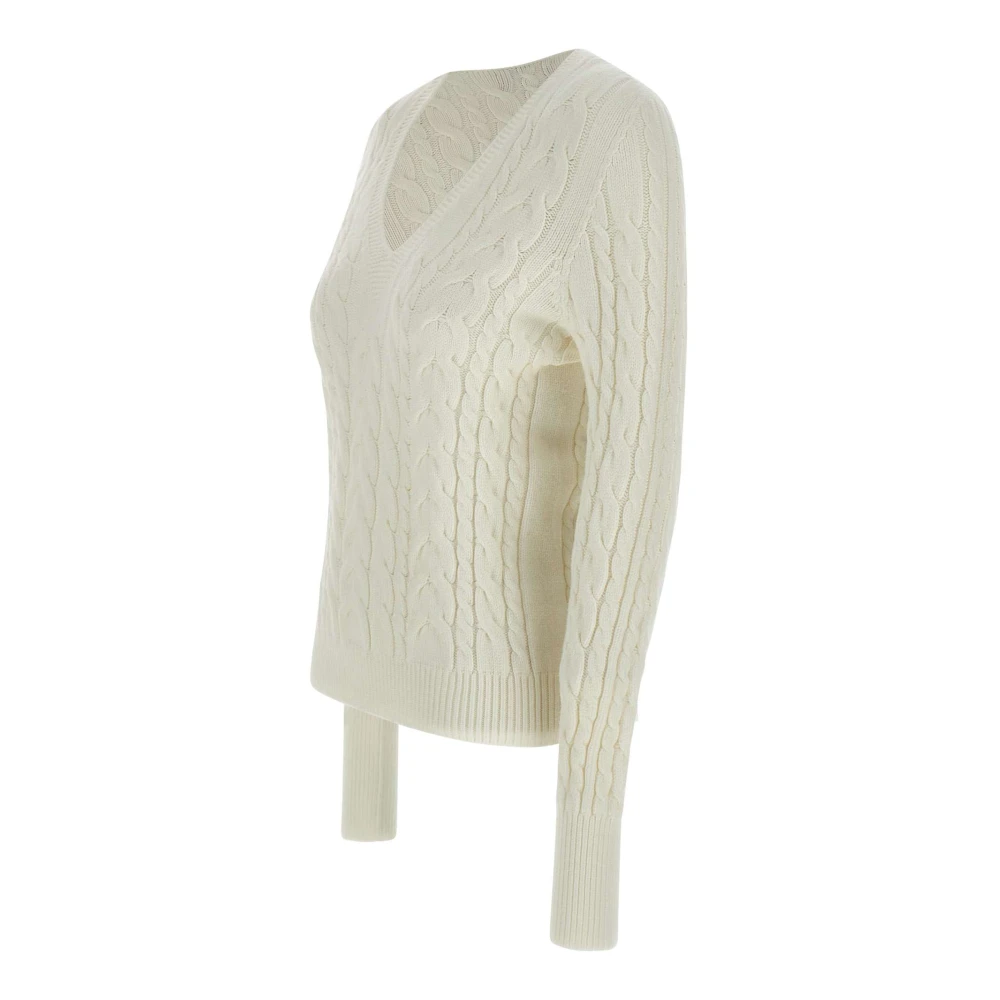 Kaos Witte V-hals Kabeltrui White Dames