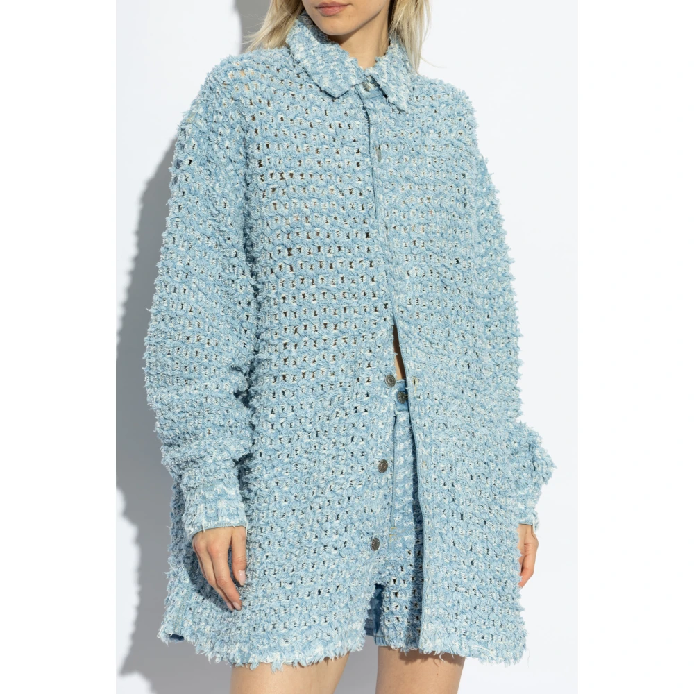 Stella Mccartney Kanten oversized shirt Blue Dames